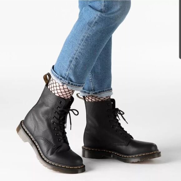Dr Martens Pascal Boot Womens Size 7 Combat Boots 13512 Black Virginia - Picture 1 of 9